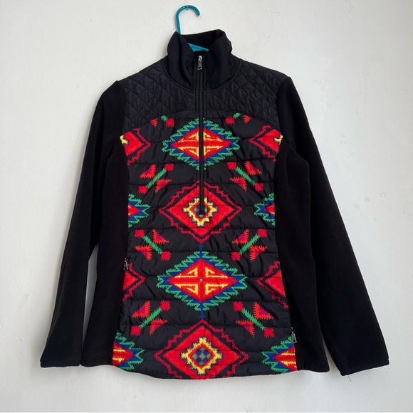 Lauren Ralph Lauren quarter zip quilted western tribal print fleece size Medium - Picture 9 of 9